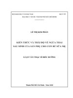 Kiến thức và thái độ về ngừa thai sau sinh của sản phụ cho con bú sữa mẹ 