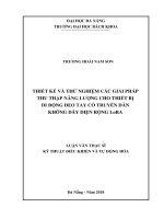 Thiết kế và thử nghiệm các giải pháp thu thập năng lượng cho thiết bị di động đeo tay có truyền dẫn không dây diện rộng lora