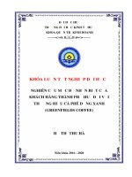 Nghiên cứu mức độ nhận biết của khách hàng thành phố huế đối với thương hiệu cà phê đồng xanh (greenfields coffee) 