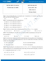 Đề kiểm tra HKI môn Toán 11 năm 2020 có đáp án trường THPT Cây Dương