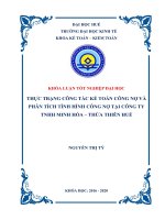 Thực trạng công tác kế toán công nợ và phân tích tình hình công nợ tại công ty TNHH minh hòa  thừa thiên huế 
