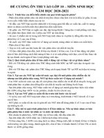 Đề cương ôn thi vào lớp 10 môn Sinh học