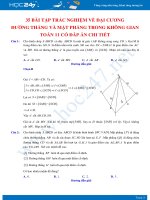 35 bài tập trắc nghiệm về Đại cương đường thẳng và mặt phẳng trong không gian Toán 11 có đáp án chi tiết