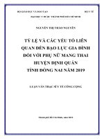 Tỷ lệ và các yếu tố liên quan đến bạo lực gia đình đối với phụ nữ mang thai huyện định quán tỉnh đồng nai năm 2019 