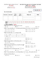 Đề thi học kì 2 môn Toán lớp 10 năm 2019-2020 – Trường THPT Lương Văn Cù