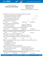 Đề thi học kì 1 Hóa 11 Trường THPT Phạm Văn Đồng có đáp án