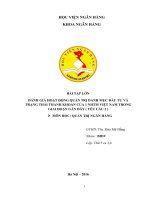 Bài tập lớn môn Quản trị Ngân hàng: Đánh giá hoạt động quản trị danh mục đầu tư và trạng thái thanh khoản của 1 NHTM Việt Nam trong giai đoạn gần đây (Yêu cầu 2)