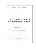Chăm sóc giảm đau và vận động cho người bệnh sau mổ thay khớp háng 