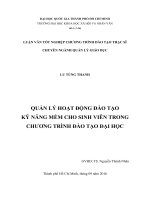 Quản lý hoạt động đào tạo kỹ năng mềm cho sinh viên trong chương trình đào tạo đại học     