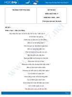 Bộ 7 đề thi HK1 môn Ngữ văn 11 năm 2020 Trường THPT Phú Hòa có đáp án