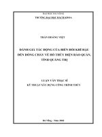 Đánh giá tác động của biến đổi khí hậu đến dòng chảy về hồ thủy điện rào quán tỉnh quảng trị