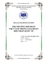 Tiểu luận thị trường tài chính: Thị trường hối đoái Việt Nam trong giai đoạn hội nhập quốc tế