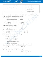 Đề kiểm tra HKI môn Toán 10 năm 2020 có đáp án trường THPT Tán Kế