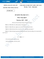 Đề kiểm tra HK1 môn Công Nghệ 6 trường THCS Thuận Hưng có đáp án