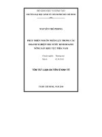 Tóm tắt luận văn Tiến sĩ Kinh tế: Phát triển nguồn nhân lực trong các doanh nghiệp nhà nước kinh doanh nông sản khu vực phía Nam