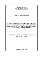 Tổ chức hoạt động trải nghiệm sáng tạo chủ đề “sử dụng năng lượng tiết kiệm” nhằm bồi dưỡng năng lực giải quyết vấn đề thực tiễn cho học sinh lớp 9 thcs  