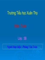 powerpoint presentation người thực hiện phùng văn toàn trường tiểu học xuân thọ môn toán lớp 5b thứ ba ngày 2 tháng 3 năm 2010 toán bài cũ §æt tinh vµtýnh 4 giờ 23 phút x 4 95 giây x 3 4 giờ 2 3 ph