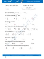 Đề thi giữa HK1 môn Toán 7 năm 2018 trường THCS Nghĩa Lâm có đáp án