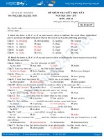 Đề thi giữa học kì 1 tiếng Anh lớp 10 THPT Nguyễn Trãi