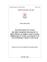 Tóm tắt Luận án tiến sĩ Công cộng: Nguyên nhân tử vong do một số bệnh tim mạch và biện pháp cải thiện chất lượng thống kê tử vong tại trạm y tế xã ở tỉnh Bắc Ninh và Hà Nam