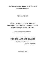 Nâng cao chất lượng dịch vụ logistics tại công ty TNHH MTV giao nhận kho vận ngoại thương (tt) 
