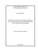 Nghiên cứu xây dựng cơ sở dữ liệu gis phục vụ quản lý môi trường khu công nghiệp khánh phú, huyện yên khánh, tỉnh ninh bình    