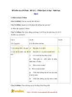 Đề kiểm tra 45 phút môn Sinh học lớp 6 - Chương 7 - Đề 1