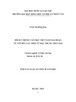 Tóm tắt Luận án Tiến sĩ Văn học: Hồi ký trong văn học Việt Nam giai đoạn từ 1975 đến nay nhìn từ đặc trưng thể loại