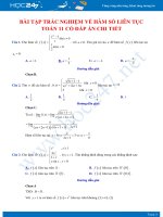 Bài tập trắc nghiệm về Hàm số liên tục Toán 11 có đáp án chi tiết