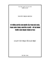 Luận văn Thạc sỹ Luật học: Tư tưởng quyền con người của Phan Bội Châu, Phan Châu Trinh, Nguyễn Ái Quốc - Hồ Chí Minh trước cách mạng tháng 8/1945