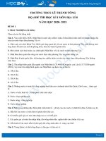 Bộ 4 đề thi HK1 môn Địa lí 8 năm 2020 - Trường THCS Lê Thánh Tông có đáp án