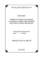 Tóm tắt luận án Tiến sĩ Kinh tế: Nghiên cứu chiến lược sinh kế của các hộ dân ven biển tỉnh Thái Bình trong bối cảnh biến đổi khí hậu