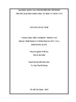 Lôgic học siêu nghiệm  trong tác phẩm  phê phán lý tính thuần túy  của immanuel kant     