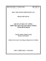 Tóm tắt Luận văn Thạc sĩ Quản lý công: Quản lý đầu tư công trên địa bàn huyện Hoài Nhơn, tỉnh Bình Định