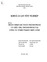 Khóa luận tốt nghiệp: Hoàn thiện kế toán thành phẩm và tiêu thụ thành phẩm tại Công ty Trách nhiệm hữu hạn Thương mại và Dịch vụ Hiếu Linh