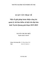 Một số giải pháp hoàn thiện công tác quản lý chi bảo hiểm xã hội trên địa bàn tỉnh tuyên quang giai đoạn 2019 2023