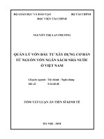 Tóm tắt Luận văn Tiến sĩ Kinh tế: Quản lý vốn đầu tư xây dựng cơ bản từ nguồn vốn ngân sách nhà nước ở Việt Nam