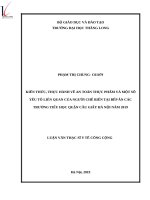 luận văn thạc sĩ kiến thức, thực hành về an toàn thực phẩm và một số yếu tố liên quan của người chế biến tại bếp ăn các trường tiểu học quận cầu giấy, hà nội năm 