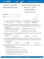 Kiểm tra 1 tiết trắc nghiệm Động học chất điểm Vật lý 10