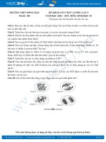 Đề thi HK2 môn Sinh học 10 - THPT Đồng Đậu - Vĩnh Phúc có lời giải