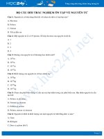 Bộ câu hỏi trắc nghiệm về Nguyên tử có đáp án môn Hóa học 8