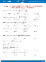 50 bài tập trắc nghiệm về Tích phân của hàm số phân thức Toán 12 có đáp án