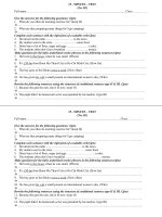 15 minute – test 15 minute – test no 02 full name class give the answers for the following questions 2pts 1 what do you often do morning exercise for keep fit 2 what are they preparing many t