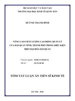 Nâng cao chất lượng lao động quản lý của hải quan tỉnh thành phố trong điều kiện hiện đại hóa hải quan (tt) 