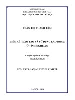 Tóm tắt luận án Tiến sĩ Kinh tế: Liên kết đào tạo và sử dụng lao động ở tỉnh Nghệ An