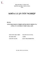 Khóa luận tốt nghiệp: Giải pháp hoàn thiện kênh phân phối của Công ty Cổ phần TMDV Hoa Sơn