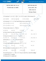 Đề kiểm tra HKI môn Toán 10 năm 2020 có đáp án trường THPT Chu Văn An
