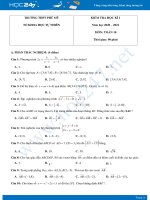 Đề kiểm tra HKI môn Toán 10 năm 2020 có đáp án trường THPT Phú Mỹ