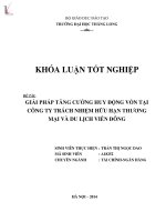 Khóa luận tốt nghiệp: Giải pháp tăng cường huy động vốn tại Công ty Trách nhiệm hữu hạn Thương mại và Du lịch Viễn Đông