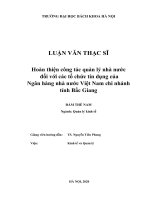 Hoàn thiện công tác quản lý nhà nước đối với các tổ chức tín dụng của ngân hàng nhà nước việt nam chi nhánh tỉnh bắc giang 